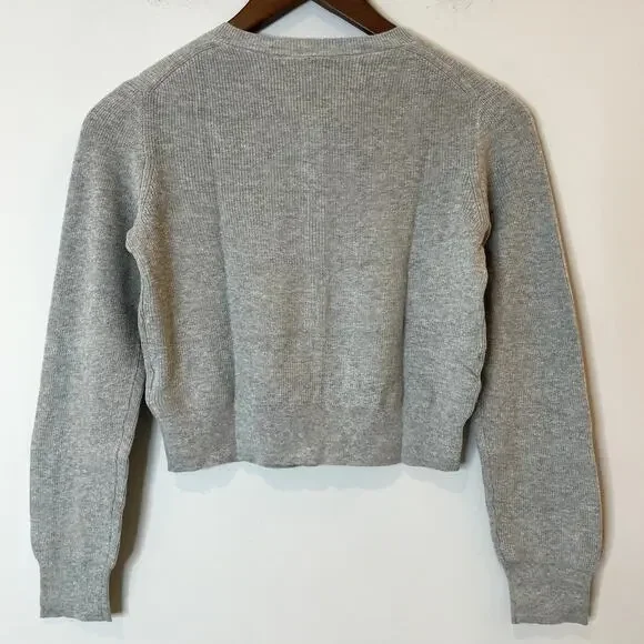 J.Crew Collection Embellished Cardigan Sweater Cotton Holiday CD379 Grey 12 13 - Picture 7 of 14